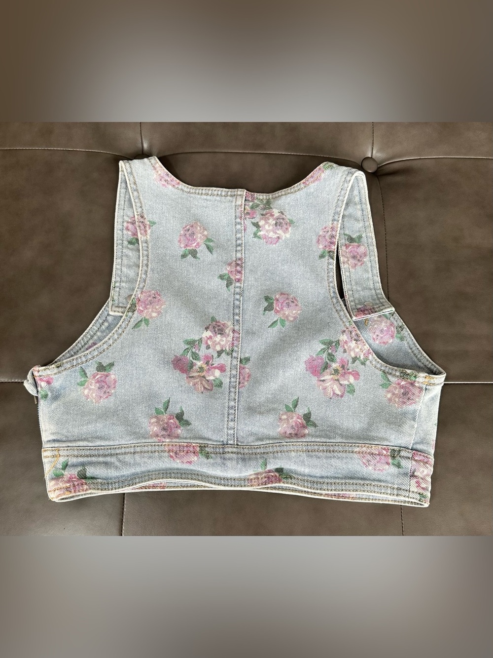 Wild Fable Floral Denim Bustier Crop Top Size Small - Picture 3 of 8